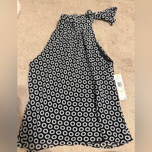 Anne Klein Black Halter Top with White Circle Print